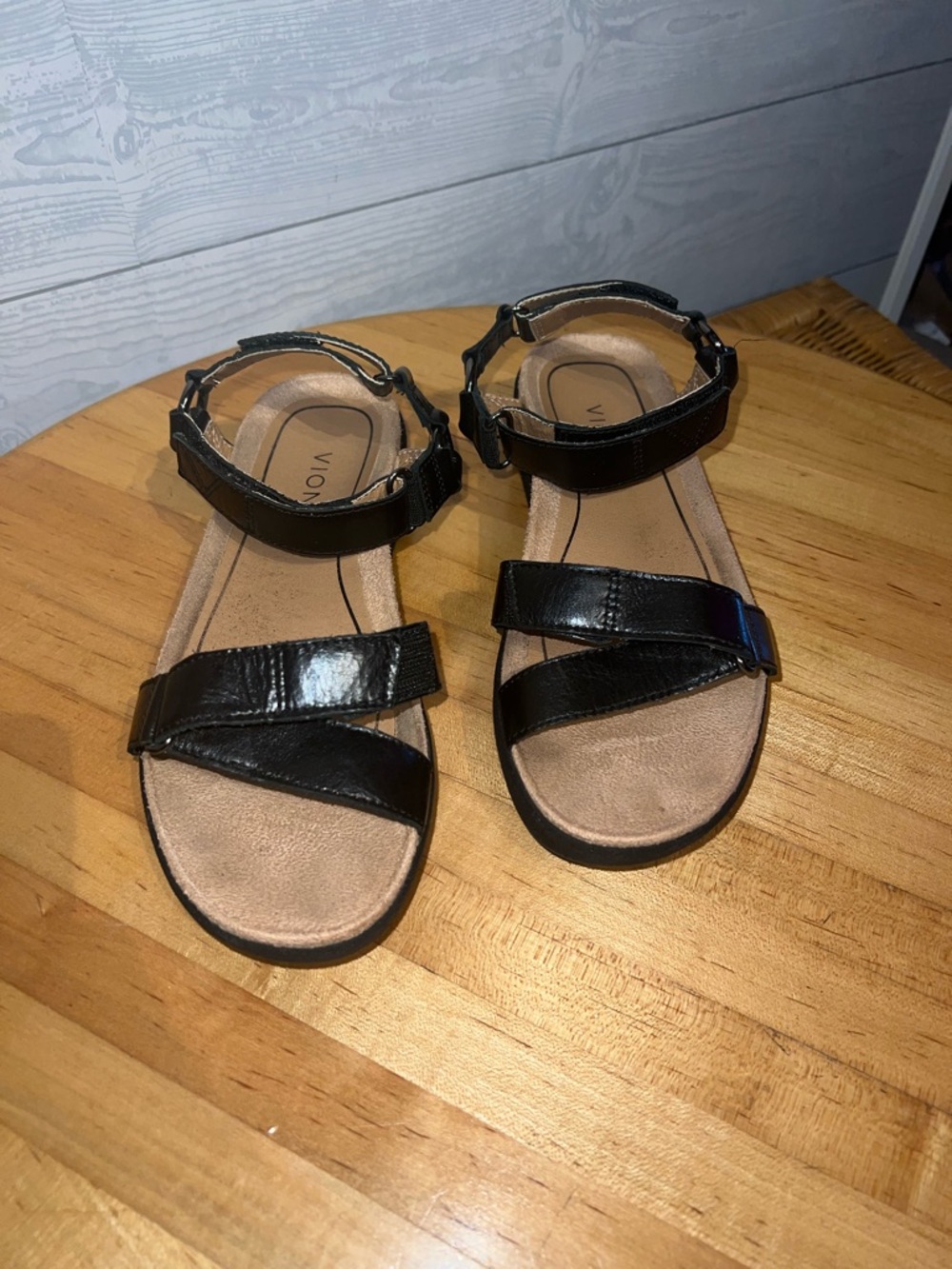 Vionic Black Strappy Ankle-Strap Sandals